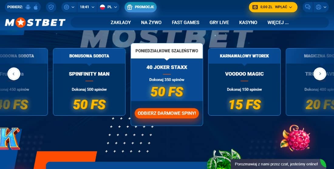 System bonusów kasynowych Mostbet